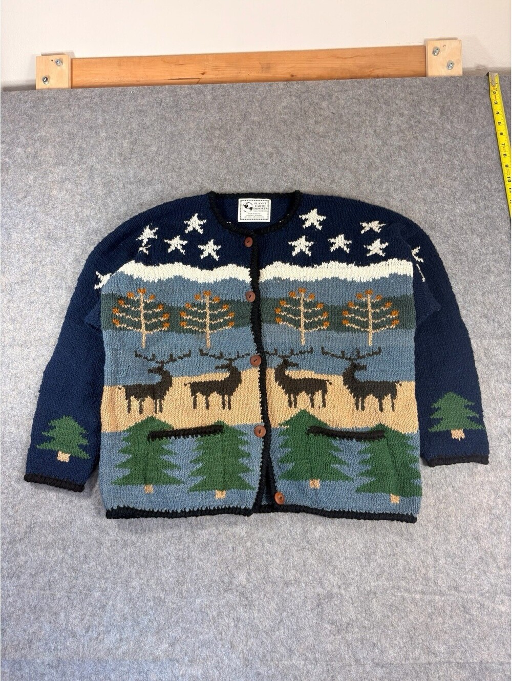 Planet Earth Import Wool Thick Hand Knit Womens Cardigan Sweater One Size